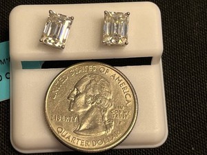 Moissanite Stud Earrings - Sterling Silver 8mm 4.00 CTW - $599 retail tag
