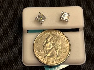 Sterling Silver Moissanite Earrings - 1.60 CTW WSD Color - $599 retail tag