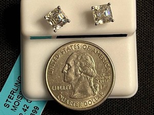 Moissanite Stud Earrings - Sterling Silver 2.42 CTW - $699 retail tag