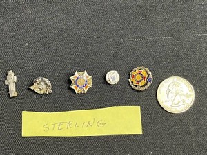 Sterling Silver Lapel Pin Collection - VFW, Masonic & Fraternal (Lot of 5)