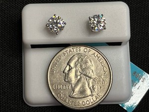 Moissanite Stud Earrings - Sterling Silver 1.60 CTW VVS D Color - $599 retail tag