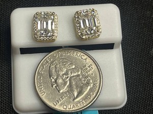 Moissanite Stud Earrings w Gold Eding - Sterling Silver 4.27 CTW - $799 retail tag