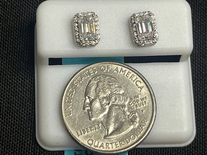 Sterling Silver Moissanite Stud Earrings - 1.80 CTW - $599 retail tag