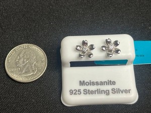 Moissanite Earrings - 925 Sterling Silver Flower Studs - $167 retail tag