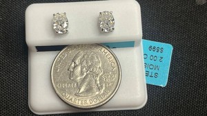Moissanite Stud Earrings - Sterling Silver 2.00 CTW WSD Color - $599 retail tag