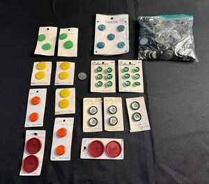 Vintage Sewing Buttons - Cards & Loose Assortment Mixed Lot