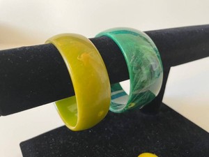 Bangle Bracelets - Green & Yellow (Lot of 2)