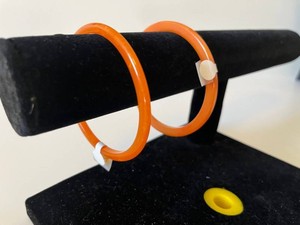 Orange Bangle Bracelets - Translucent Plastic Pair