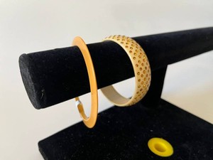 Bangle Bracelets - Amber-Tone & Rhinestone-Accent (Lot of 2)