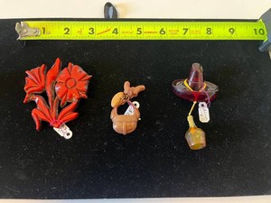 Vintage Brooches - Floral, Figural & Sombrero Styles (Lot of 3)