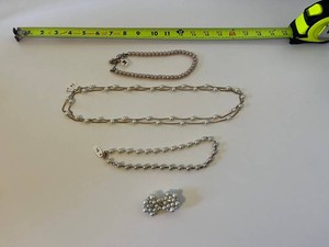 Costume Pearl Jewelry - 3 Necklaces & Clip Earrings (Lot of 5)