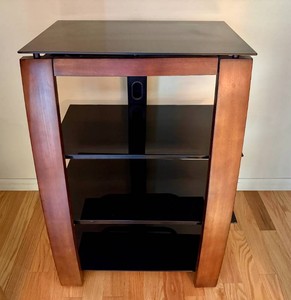 4 Tier Audio Tower - Wood and Glass Entertainment Stand