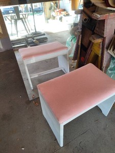 Small Vanity Bench and Non-Glass Mirror