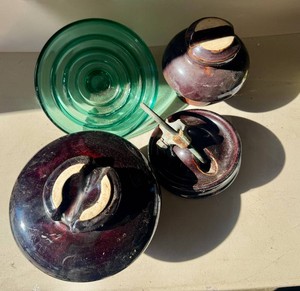 Vintage Large Electrical Insulators - Glass and Ceramic