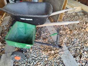 Wheelbarrow and Seed Spreader