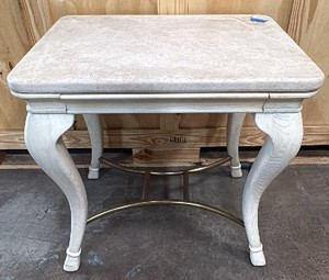 White side table with marble top