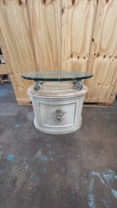 Oval marble and glass end table