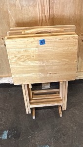 Set of wooden tv trays