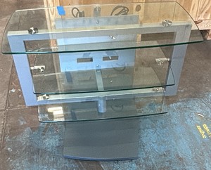 Silver and glass entertainment stand