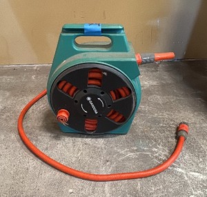 STIHL BGE 60 leaf blower and Gardena Thru-flow Hose Box