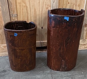2 wooden bins