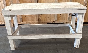 White wooden work bench