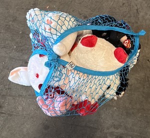 Blue net with stuffed animals