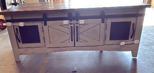 White wood table with brown wood top