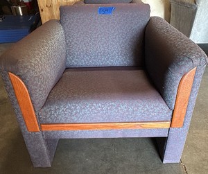 2 purple and blue arm chairs