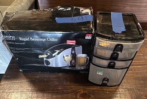 Rapid Beverage Chiller and small plastic storage bin