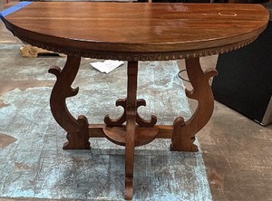 Half circle wooden table