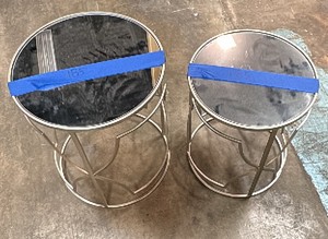 2 steel mirror side tables