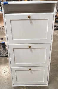 White wooden storage cabinet