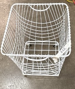 White metal basket on wheels