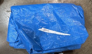 Blue tarp, air pump, Eddie bower tent