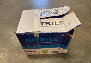Box of Nitrile blue disposable gloves