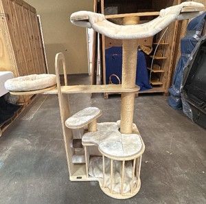 Wooden multi-level cat tree
