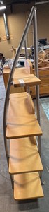 Wooden and metal leaningwall-support shelving unit