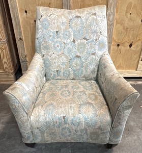Green and blue floral arm chair
