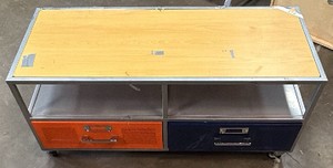 Industrial-style rolling media console