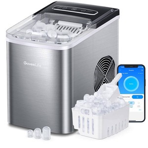 $160 GoveeLife Smart Countertop Ice Makers, Portable Ice Maker Machine with Self-Cleaning, 6 Mins 9 Bullet Ice, 26lbs24Hrs, Voice Remote for Home Kitchen Party Camping, with Ice Scoop Stainless Silver
