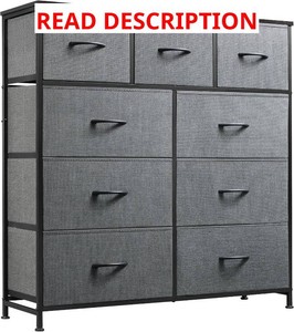WLIVE Tall Dresser for Bedroom, 9 Drawer Chest of Drawers, Dark Grey