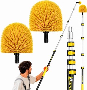 25ft High Reach Cobweb Duster with 5-18ft Extension Pole and 2 Brush Heads