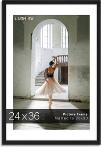24x36 Picture Frame for Wall, Poster Frame 20x30 with Mat or 24x36 without Mat, Horizontal and Vertical for Wall Mounting, Home Office Decoration