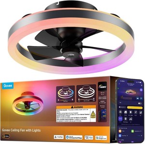 $190 Govee Ceiling Fan with Lights, 20 RGBIC Fandelier Ceiling Fan with Light