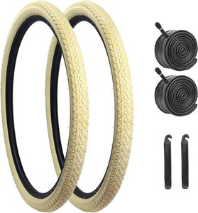 24x2.125 Bike Tire, HUIOK 24 Inch Folding Beach Cruiser Bike Tires Replacement with Tubes and Levers