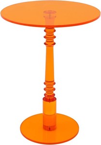 Acrylic Round Side Table, 17.7inch Clear End Table Drink Table, Orange