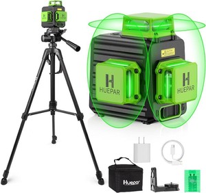 $135 HUEPAR Laser Level 360 Self Leveling with 50 Tripod, 3x360  Laser Leveler