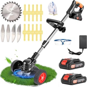 Electric Weed Wacker Cordless, Battery Powered Weed Eater with Wheels