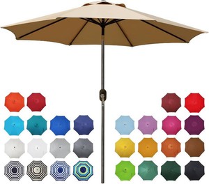 Blissun 9 Outdoor Patio Umbrella, Outdoor Table Umbrella, Yard Umbrella, Market Umbrella with 8 Sturdy Ribs, Push Button Tilt and Crank